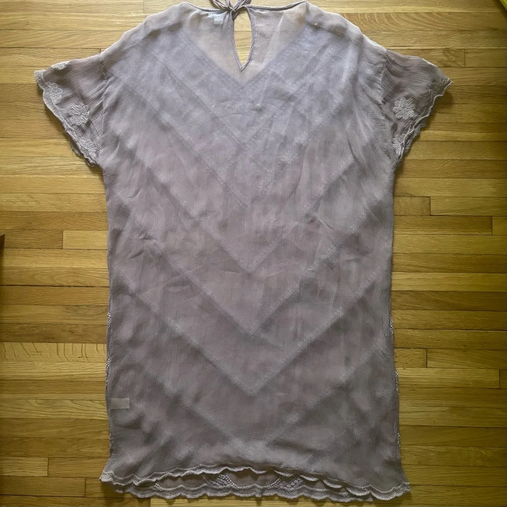 Sundance Lavender Purple Embroidered Sheer Dress Cover Up Boho Cottagecore‎ L